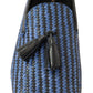 Dolce & Gabbana Blue Woven Leather Tassel Loafers Shoes