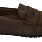 Dolce & Gabbana Brown Leather Flat Slip On Mocassin Shoes