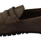 Dolce & Gabbana Brown Leather Flat Slip On Mocassin Shoes