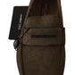 Dolce & Gabbana Brown Leather Flat Slip On Mocassin Shoes