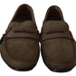 Dolce & Gabbana Brown Leather Flat Slip On Mocassin Shoes