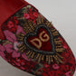 Dolce & Gabbana Multicolor Jacquard Sacred Heart Patch Slip On Shoes