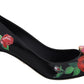 Dolce & Gabbana Black Floral Print Crystal Heels Pumps Shoes