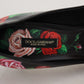 Dolce & Gabbana Black Floral Print Crystal Heels Pumps Shoes