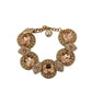 Dolce & Gabbana Gold Brass Chain Champagne Crystal Statement Charms Bracelet