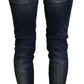 Acht Blue Washed Cotton Slim Fit Women Denim Jeans