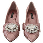 Dolce & Gabbana Pink Silk Clear Crystal Pumps Classic Shoes