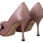 Dolce & Gabbana Pink Silk Clear Crystal Pumps Classic Shoes