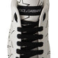 Dolce & Gabbana White Leather Stars Low Top Sneakers Shoes