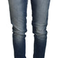 Acht Blue Washed Cotton Low Waist Women Casual Jeans