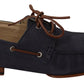 Dolce & Gabbana Blue Leather Lace Up Men Casual Boat Shoes