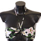 Dolce & Gabbana Black Lily Print Swimsuit Bikini Top Swimwear