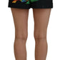 Dolce & Gabbana Black Leaves Print High Waist Hot Pants Shorts
