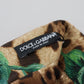 Dolce & Gabbana Brown Cotton Leopard Rose Print Mini Skirt