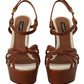 Dolce & Gabbana Brown Platform Leather Sandals Shoes