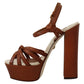 Dolce & Gabbana Brown Platform Leather Sandals Shoes