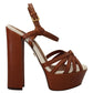 Dolce & Gabbana Brown Platform Leather Sandals Shoes