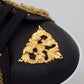 Dolce & Gabbana Black Gold Baroque Portofino Leather Sneakers Shoes
