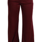 Dolce & Gabbana Black Lace High Waist Wide Leg Maroon  Pants