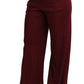 Dolce & Gabbana Black Lace High Waist Wide Leg Maroon  Pants