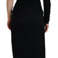 Dolce & Gabbana Black Wrap Sheath One Shoulder Wool Dress