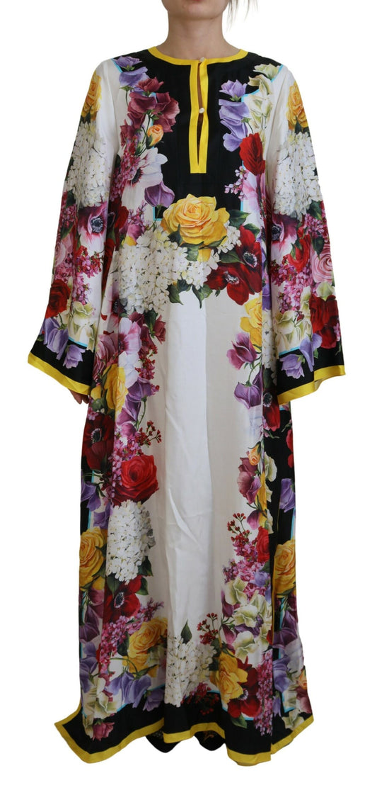 Dolce & Gabbana Multicolor Ortensia Silk Long Kaftan Dress