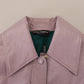Dolce & Gabbana Purple Cotton Button Down Cropped Jacket