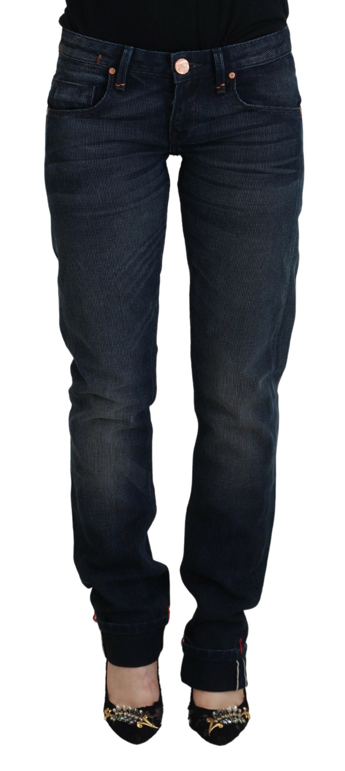 Acht Blue Low Waist Straight Fit Women Casual Jeans