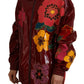 Dolce & Gabbana Maroon Floral Full Zip Polyester Women Jacket