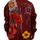Dolce & Gabbana Maroon Floral Full Zip Polyester Women Jacket