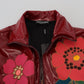 Dolce & Gabbana Maroon Floral Full Zip Polyester Women Jacket