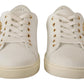 Dolce & Gabbana White Leather Gold Red Heart Sneakers Shoes