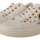 Dolce & Gabbana White Leather Gold Red Heart Sneakers Shoes