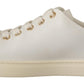 Dolce & Gabbana White Leather Gold Red Heart Sneakers Shoes