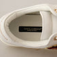 Dolce & Gabbana White Leather Gold Red Heart Sneakers Shoes