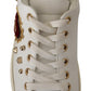 Dolce & Gabbana White Leather Gold Red Heart Sneakers Shoes