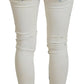 Acht White Blue Cotton Skinny Women Tattered Denim Jeans
