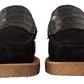 Dolce & Gabbana Black Fox Leather Moccasins Loafers Shoes