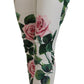 Dolce & Gabbana White Rose Print High Waist Pants