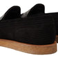 Dolce & Gabbana Black Fox Leather Moccasins Loafers Shoes