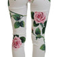 Dolce & Gabbana White Rose Print High Waist Pants