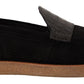 Dolce & Gabbana Black Fox Leather Moccasins Loafers Shoes