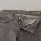 Care Label Gray Washed Cotton Skinny Women Casual Denim Jeans