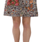 Dolce & Gabbana Silver Crystal Bow High Waist Mini Skirt