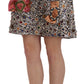Dolce & Gabbana Silver Crystal Bow High Waist Mini Skirt