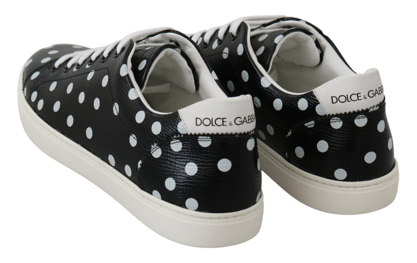 Dolce &amp; Gabbana 블랙 레더 폴카 도트 스니커즈 슈즈