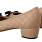 Salvatore Ferragamo Beige and Black Nappa Leather Pumps Shoes