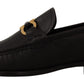 Salvatore Ferragamo Black Calf Leather Moccasins Loafers Shoes
