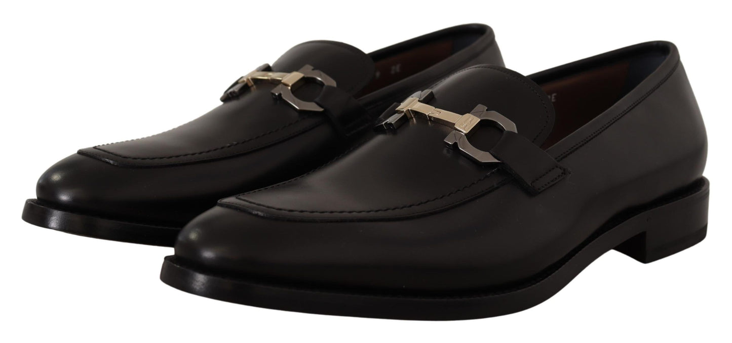 Salvatore Ferragamo 블랙 송아지 가죽 모카신 포멀 슈즈