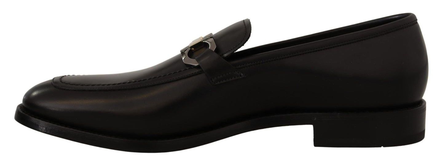 Salvatore Ferragamo 블랙 송아지 가죽 모카신 포멀 슈즈